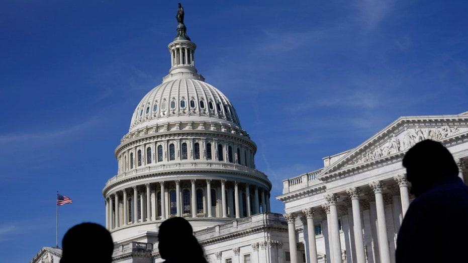 People walk outside the U.S Capitol