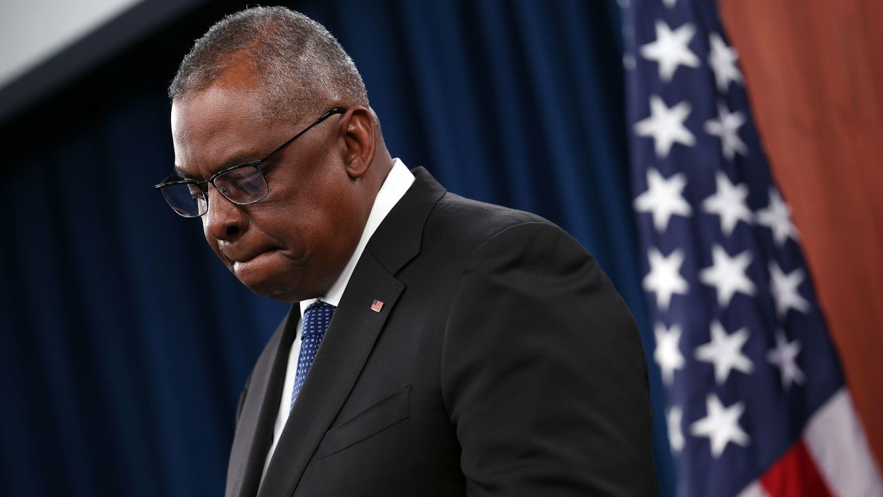 Secretary of Defense Lloyd Austin holds a media briefing at the Pentagon on October 27, 2022 in Arlington, Virginia.