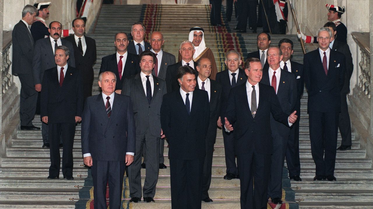 H.W. Bush helped convene the Middle East Peace Conference at the Royal Palace in Madrid in 1991.