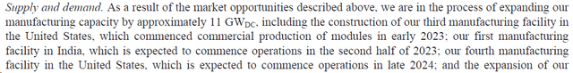 First Solar capacity expansions