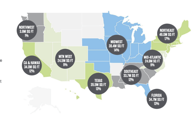 A map of the united states with black circles Description automatically generated