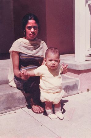 A young Harris is seen with her mother, Shyamala, in this photo that was posted on Harris' Facebook page in March 2017. 